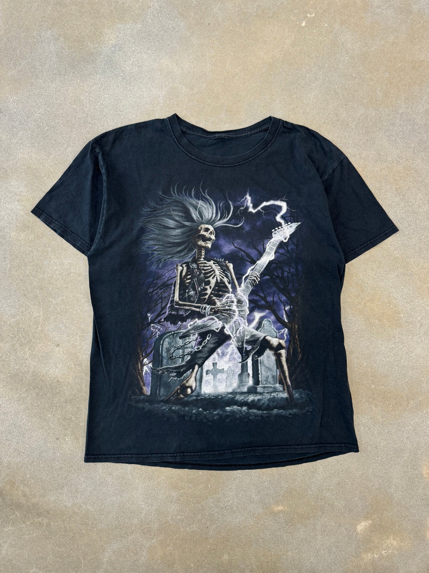 Vintage Y2K Skeleton Rockstar T-Shirt [L]