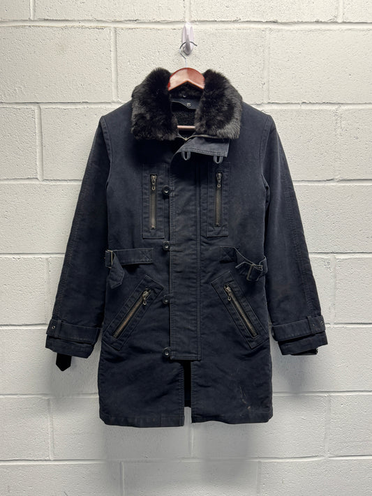 2000s Shellac Fur Lined RiRi Zipper Long Coat [48]