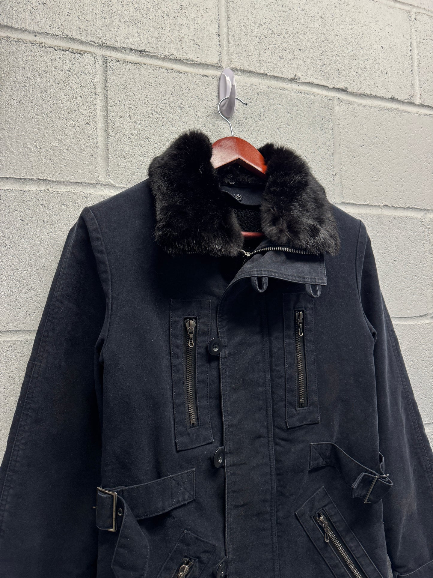2000s Shellac Fur Lined RiRi Zipper Long Coat [48]