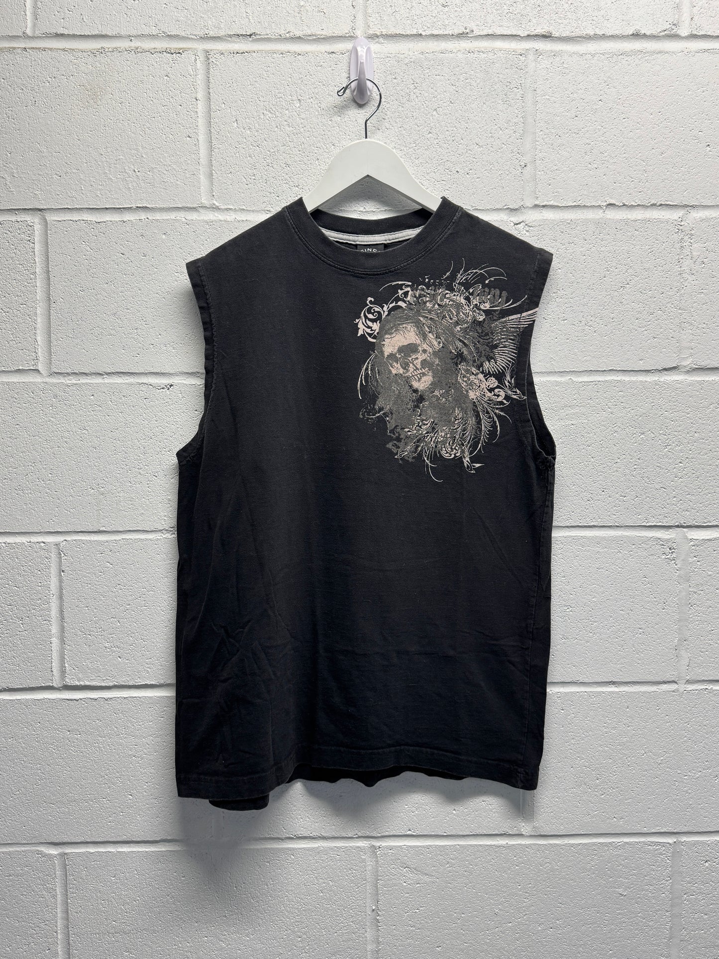 Y2K 2000s Skull Cut-Off T-Shirt [L/XL]