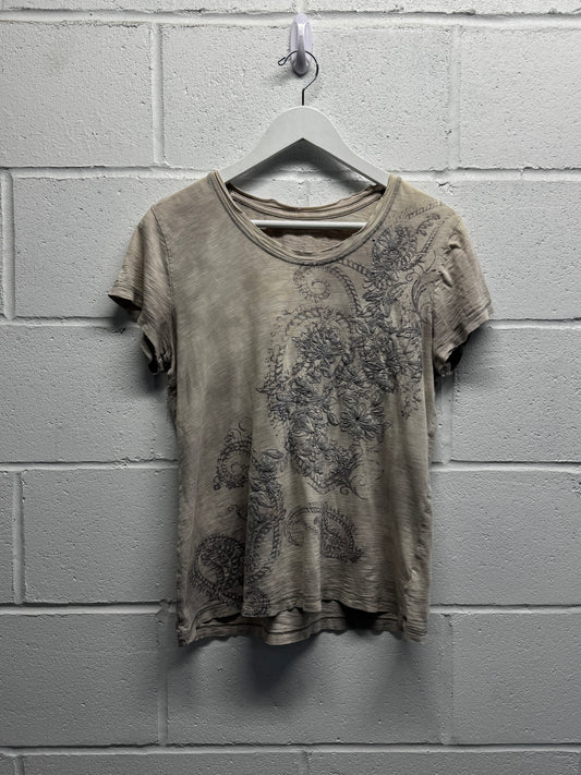 Y2K 2000s Thrashed Cropped Graphic T-Shirt [M]