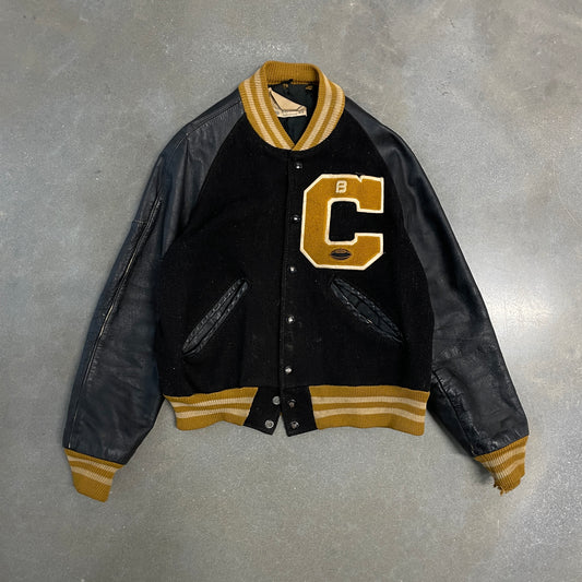 1970s Distressed Varsity Jacket [S]