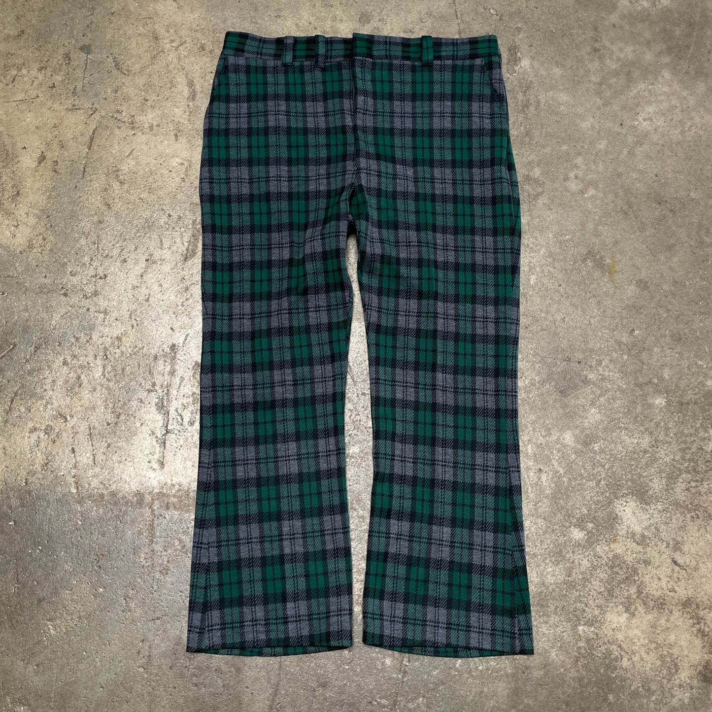 1980s Plaid Checkered Flared Pants
