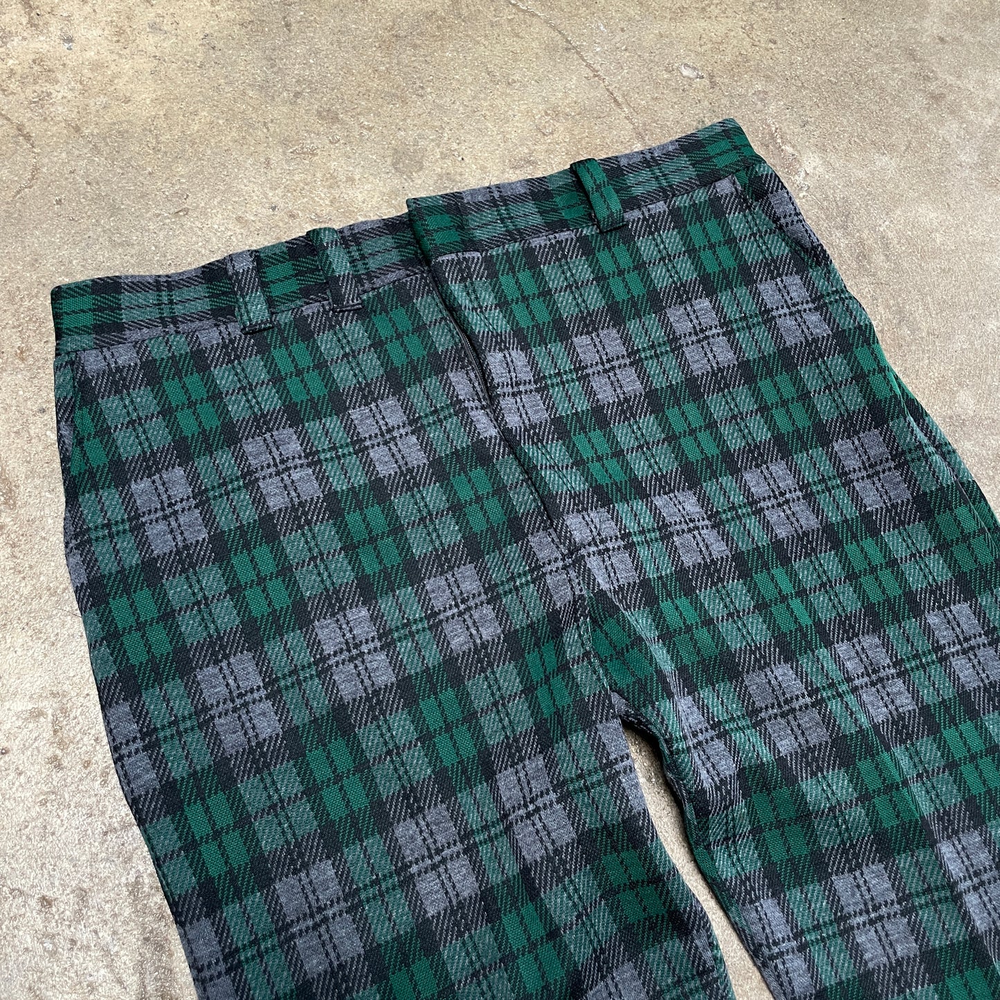 1980s Plaid Checkered Flared Pants