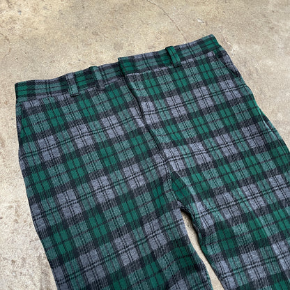 1980s Plaid Checkered Flared Pants