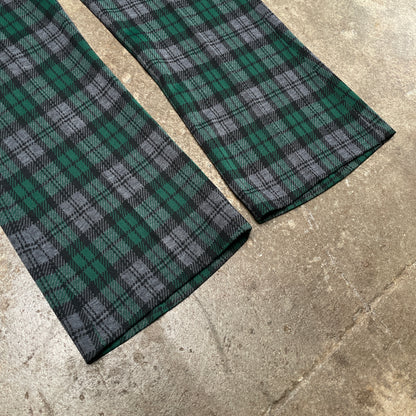 1980s Plaid Checkered Flared Pants
