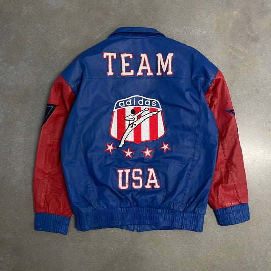 1980s Adidas Team USA Karate Leather Jacket [L]