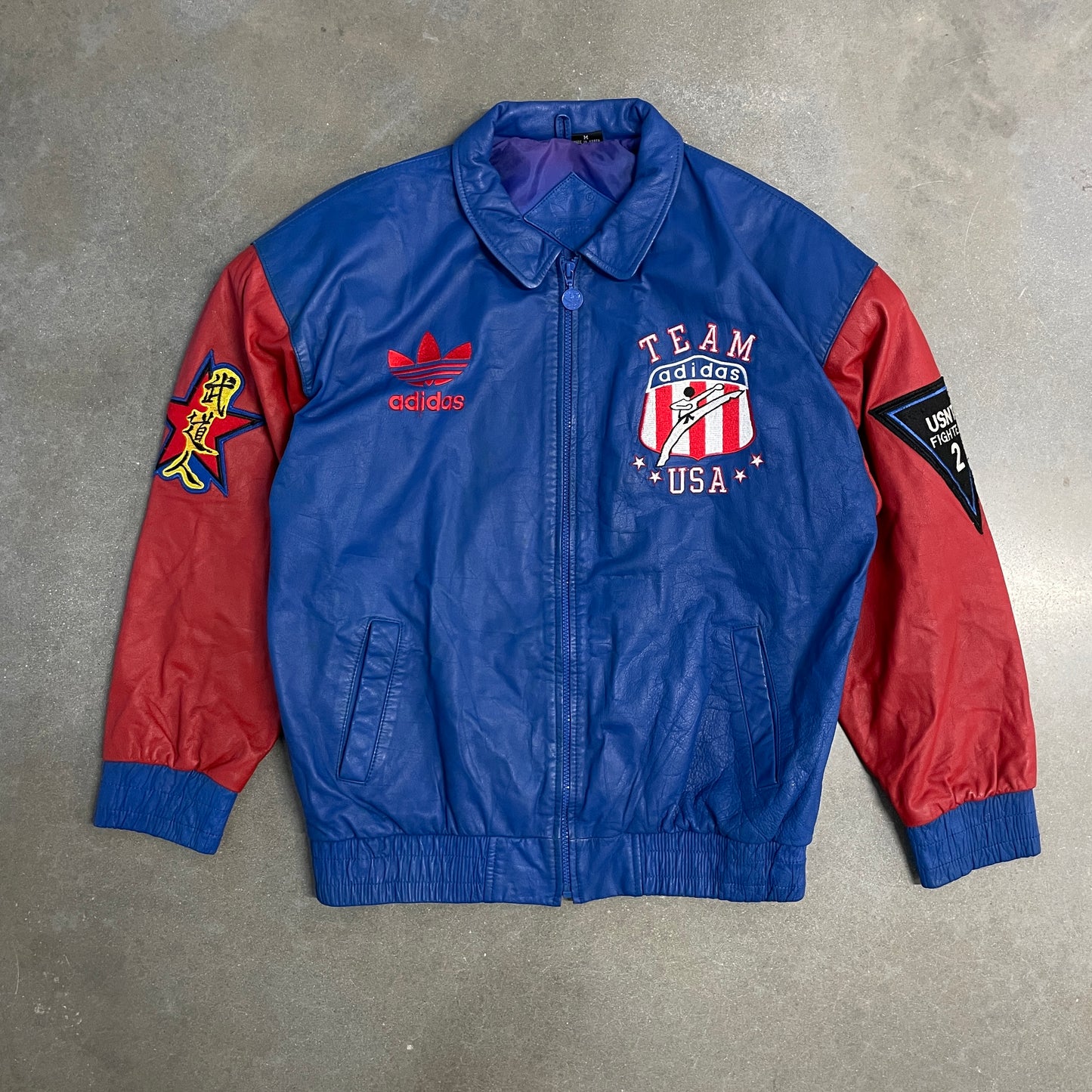 1980s Adidas Team USA Karate Leather Jacket [L]