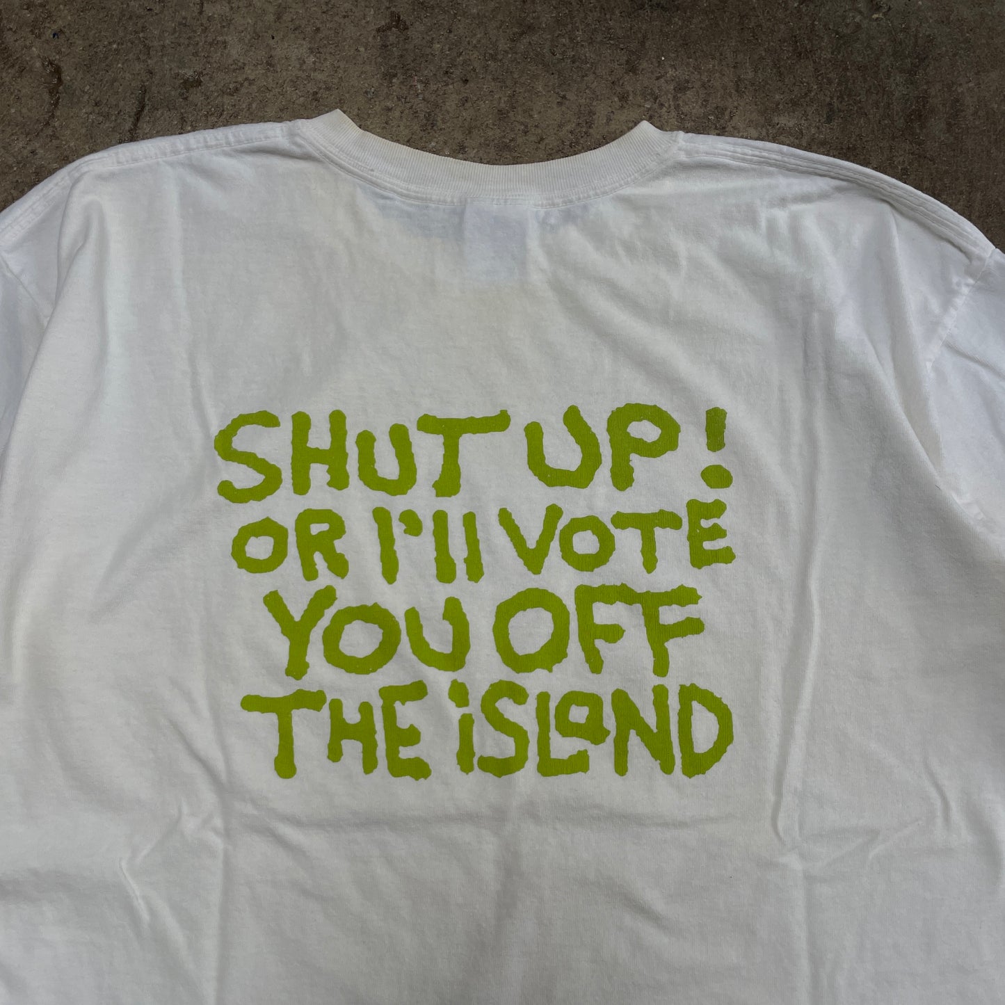 1990s Anegada Cartoon I'll Vote You Off The Island T-Shirt