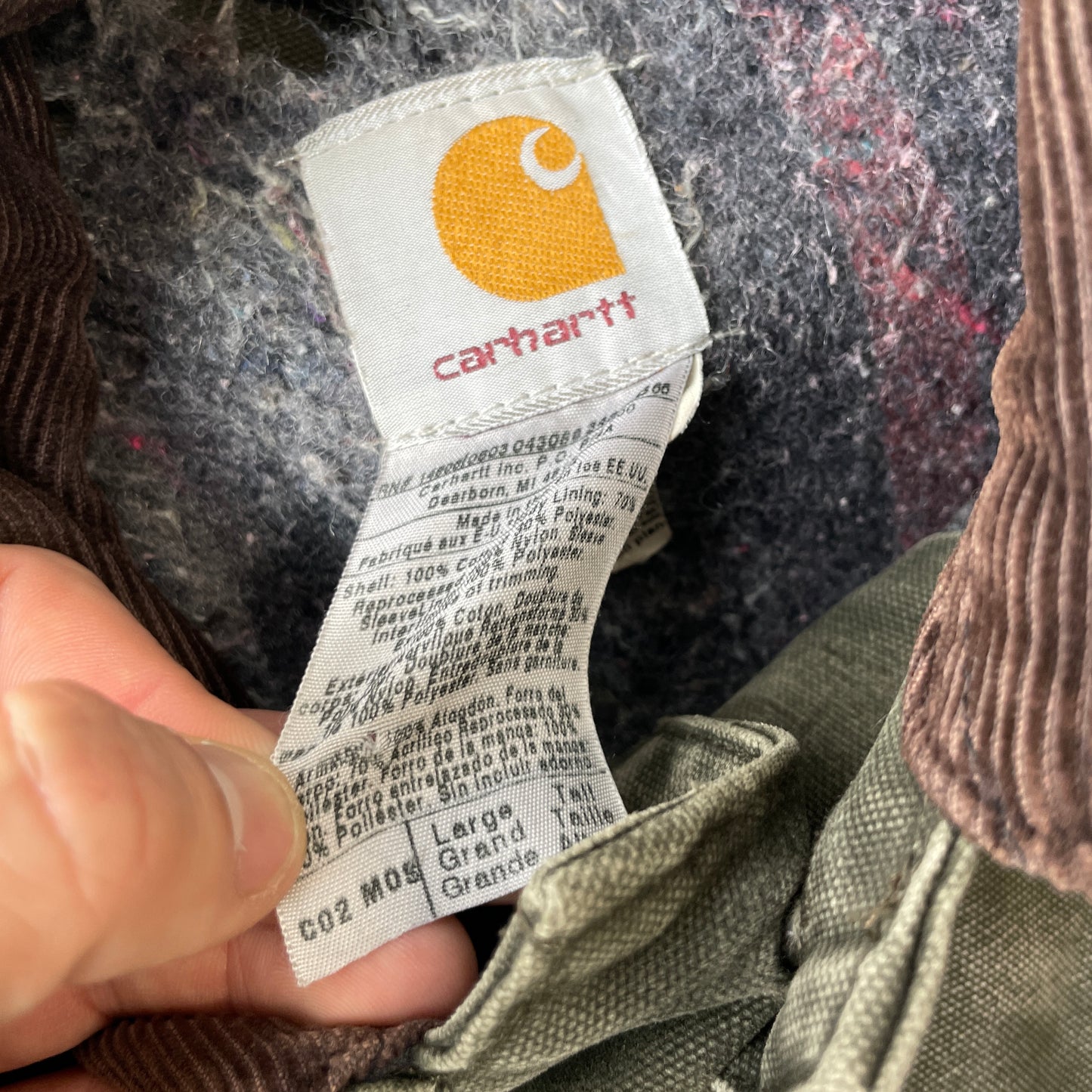 1990s Carhartt Quilted Long Work Jacket w/ Detachable Hood [L/XL]