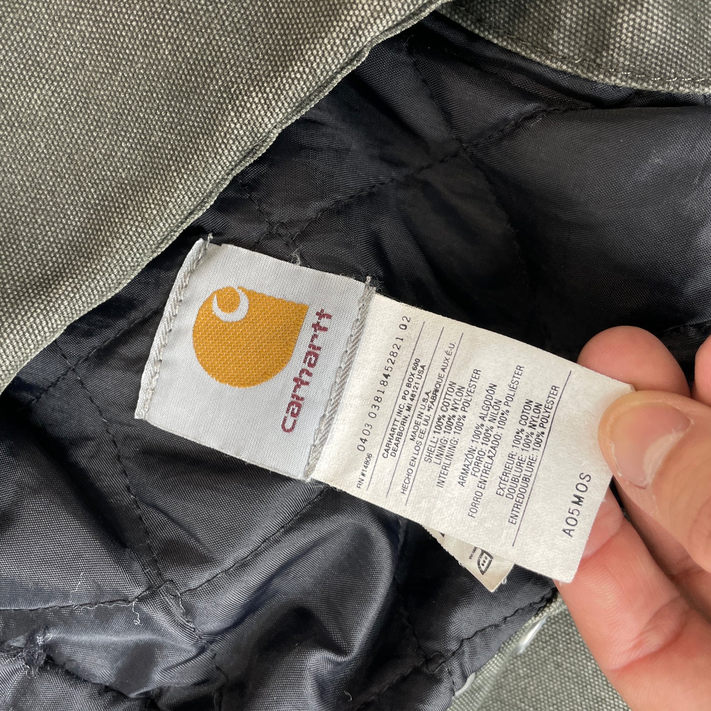 1990s Carhartt Quilted Long Work Jacket w/ Detachable Hood [L/XL]