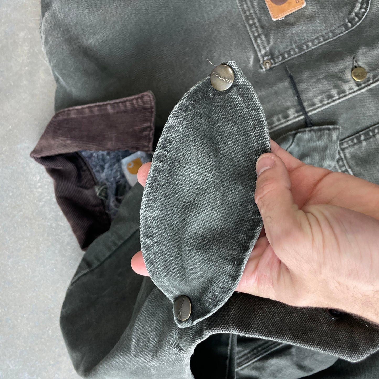 1990s Carhartt Quilted Long Work Jacket w/ Detachable Hood [L/XL]