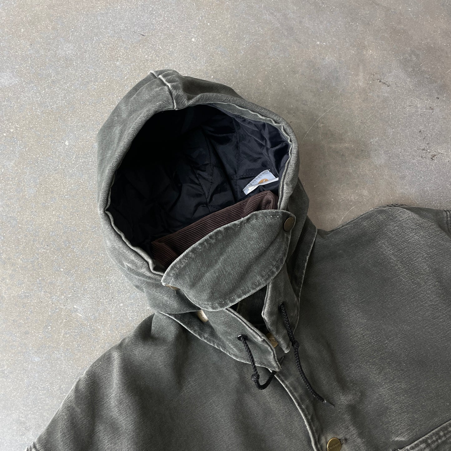 1990s Carhartt Quilted Long Work Jacket w/ Detachable Hood [L/XL]