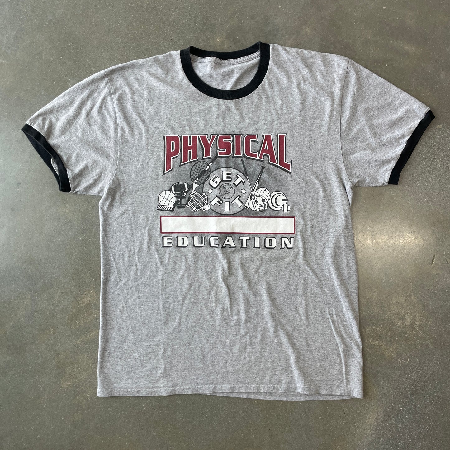 1990s P.E. Ringer T-Shirt [XL]