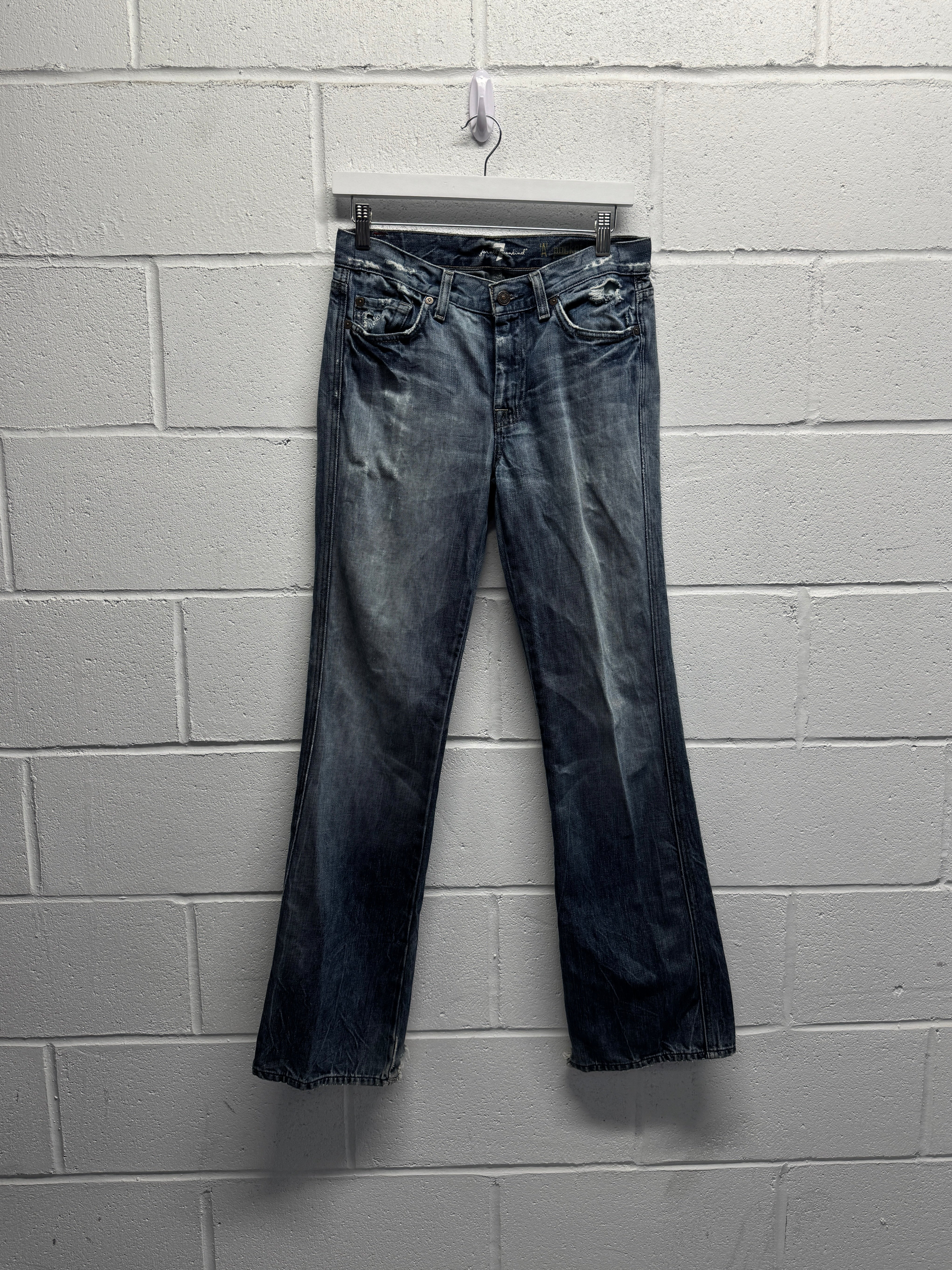 13oz UNEVEN YARN DENIM TUCK PANTS WITH COLOR COMBI STITCH