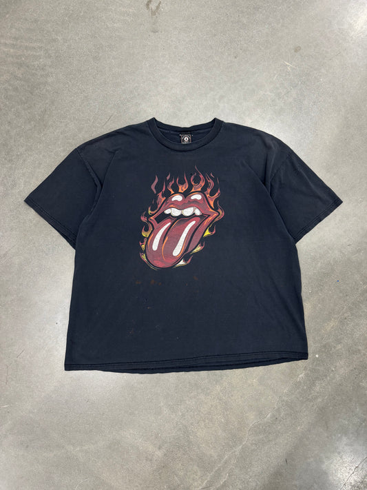 Vintage Y2K Distressed Rolling Stones Flame T-Shirt [XXL]