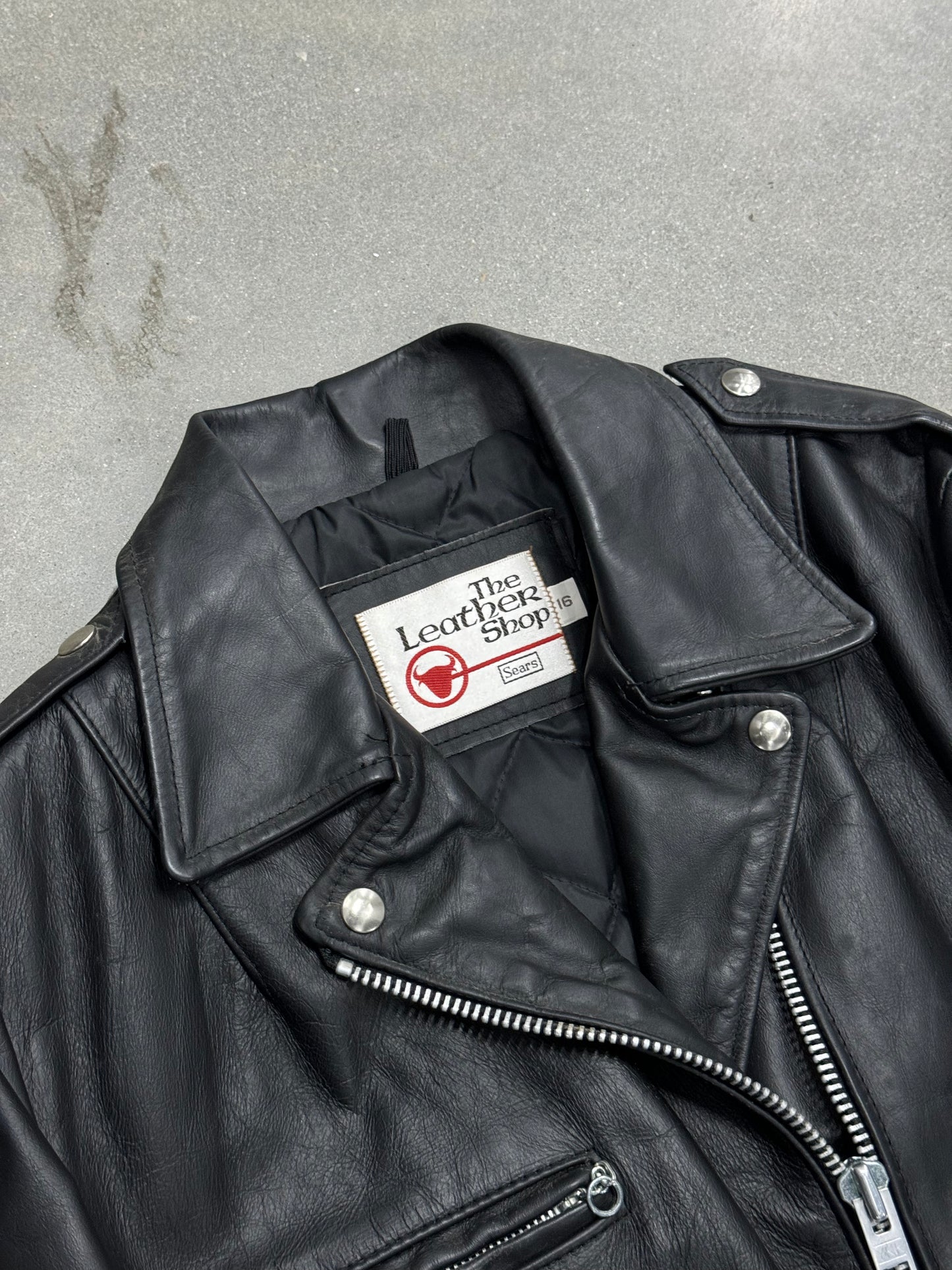 Vintage 1970s Sears Leather Biker Jacket [S/M]