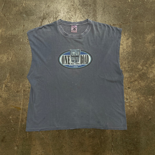 Y2K Distressed Boxy Cut-Off Beer Bar T-Shirt