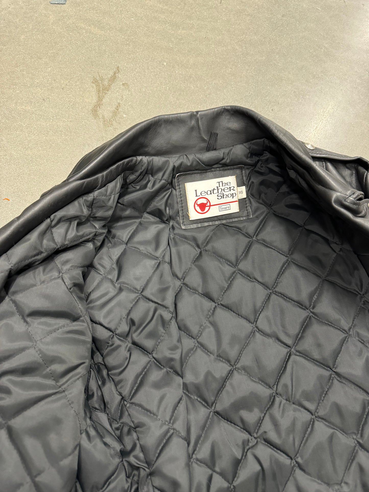 Vintage 1970s Sears Leather Biker Jacket [S/M]