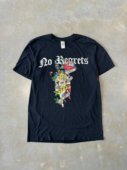 Vintage 2000s Ed Hardy by Christian Audigier No Regrets Pin-Up Girl T-Shirt [XL]