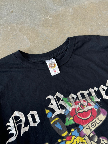 Vintage 2000s Ed Hardy by Christian Audigier No Regrets Pin-Up Girl T-Shirt [XL]