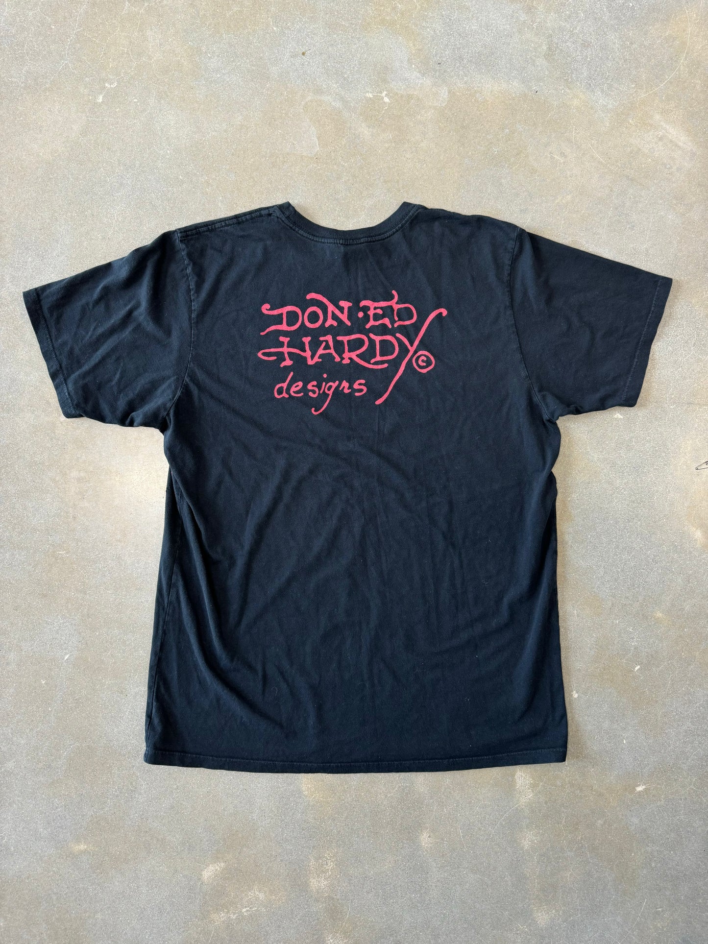 Vintage 2000s Ed Hardy by Christian Audigier Bedazzled NYC Eagle Snake Skull T-Shirt [XL]