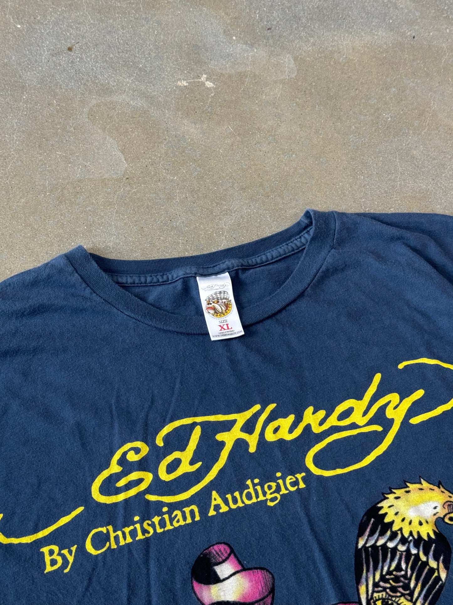 Vintage 2000s Ed Hardy by Christian Audigier Skull KnifeT-Shirt [XL]