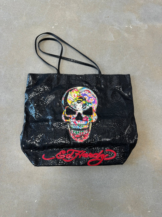 Vintage 2000s Ed Hardy by Christian Audigier Skull Gator Print Tote Bag