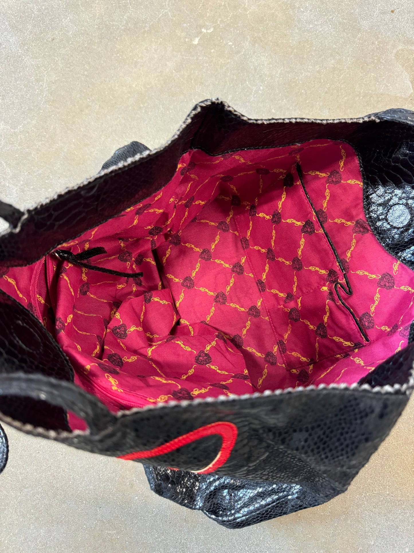 Vintage 2000s Ed Hardy by Christian Audigier Skull Gator Print Tote Bag