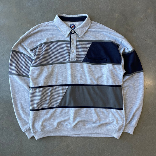 1990s Geometric Button-up Crewneck [L]