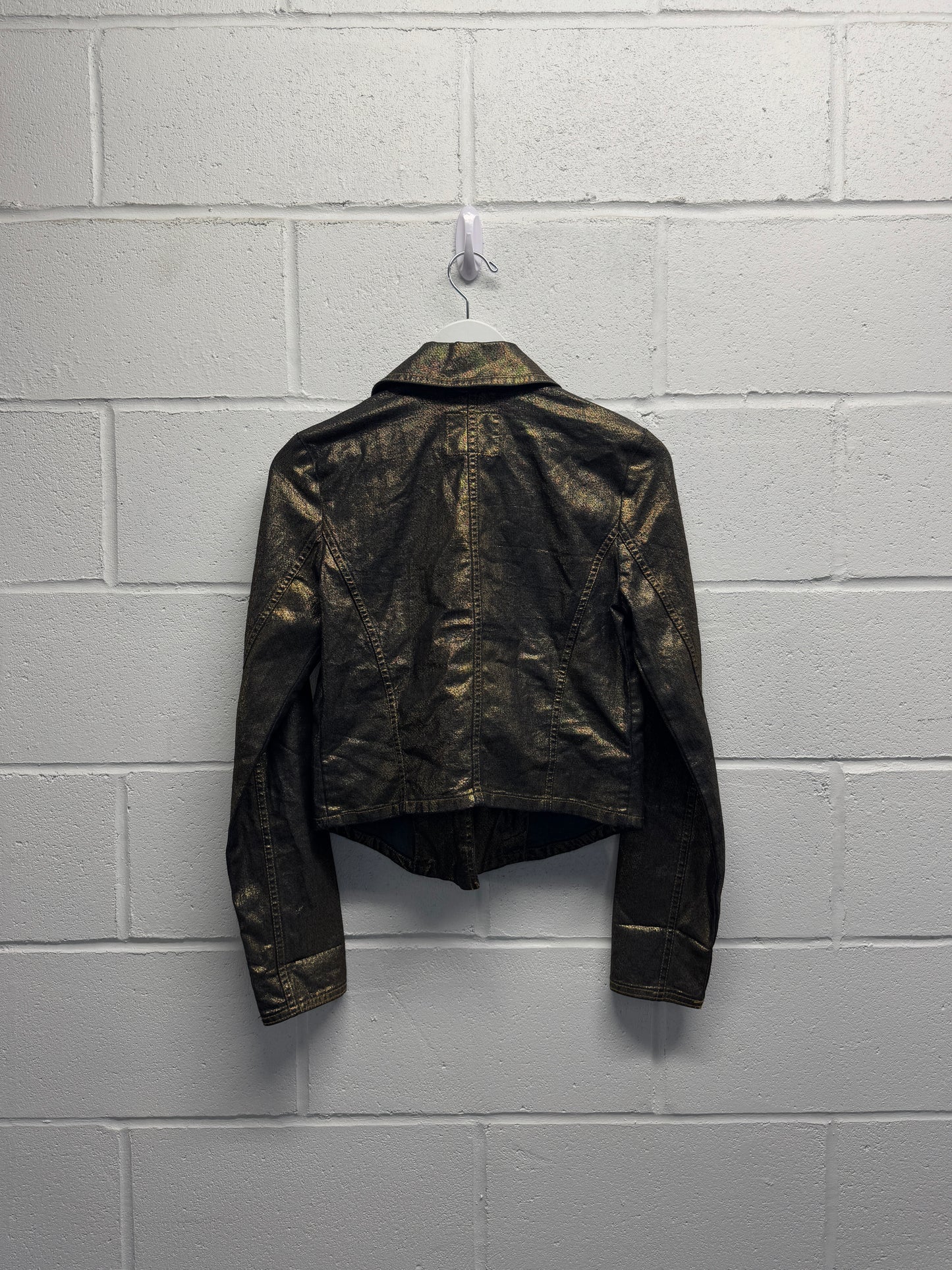 Y2K Rock & Republic Gold Metallic Moto Jacket [M]