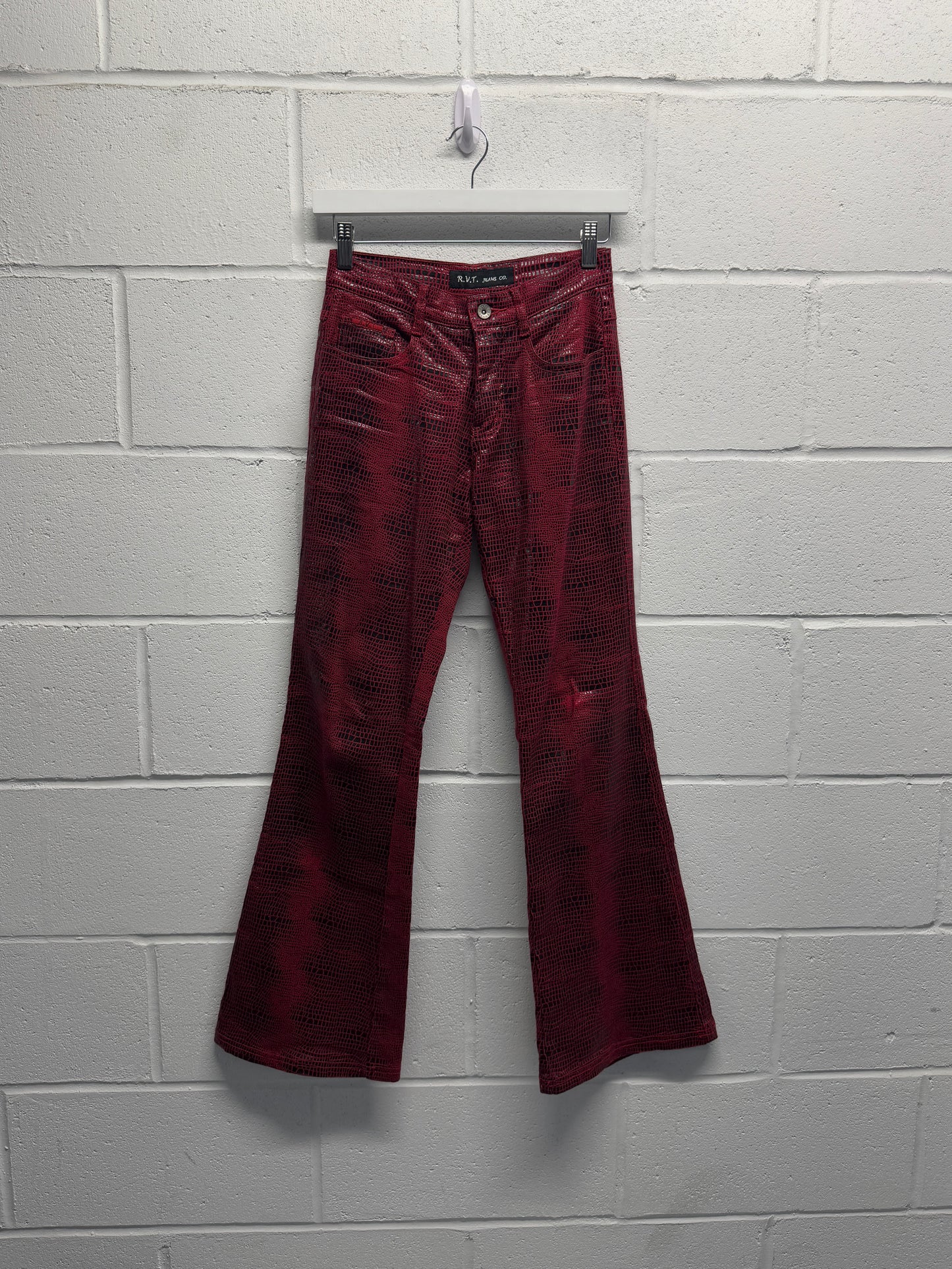 Y2K Red Snakeskin Looking Flares [26"]