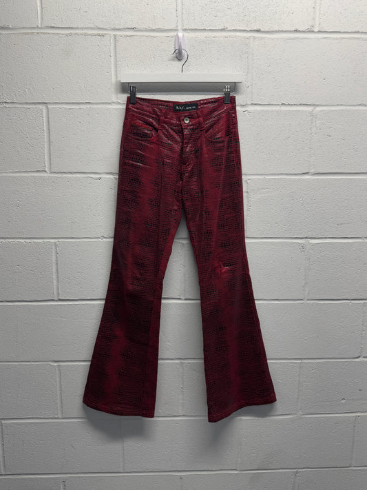 Y2K Red Snakeskin Looking Flares [26"]