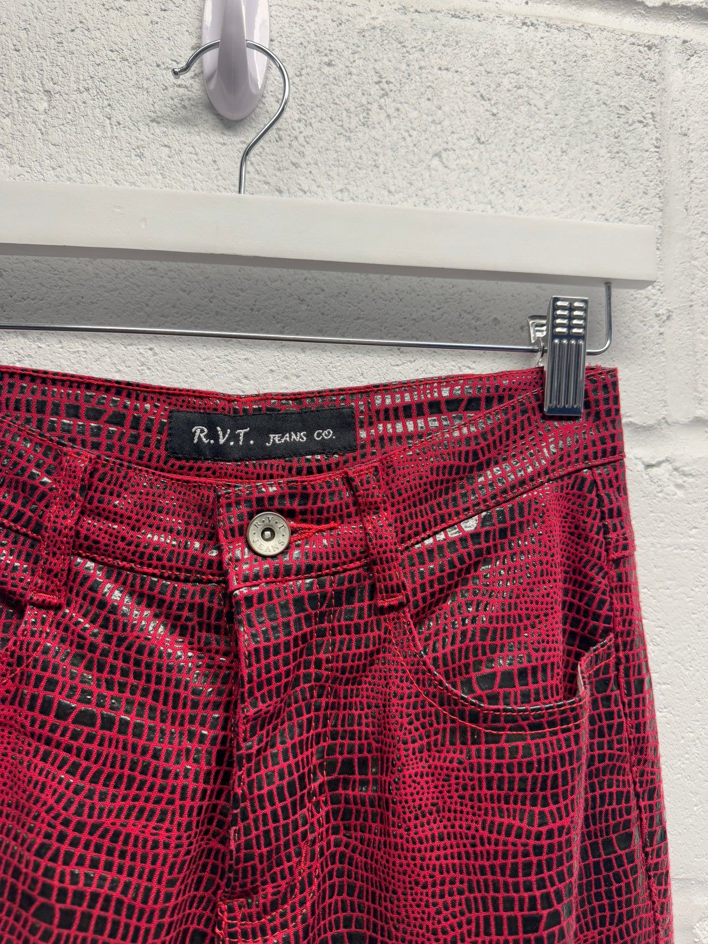 Y2K Red Snakeskin Looking Flares [26"]