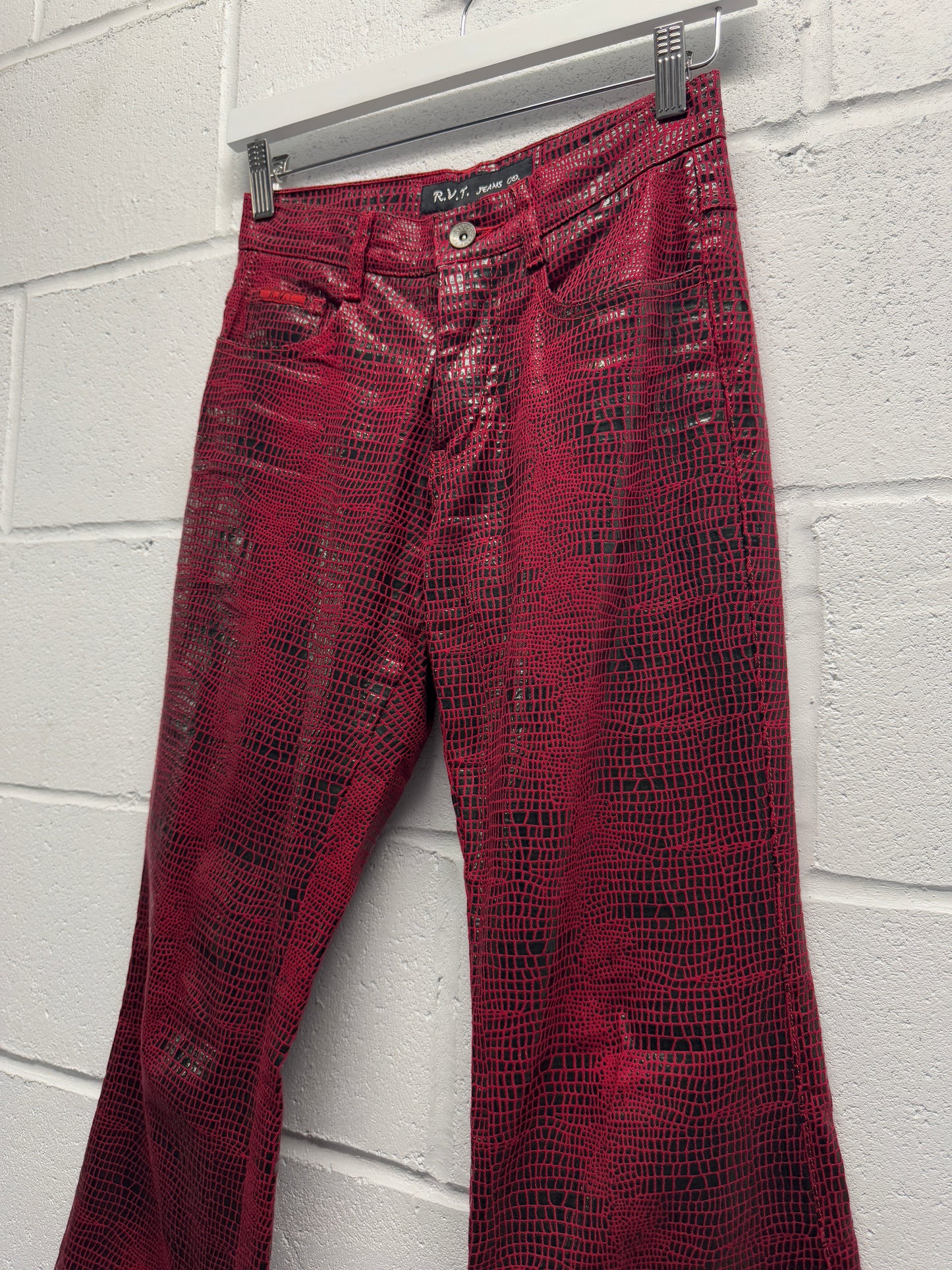 Y2K Red Snakeskin Looking Flares [26"]