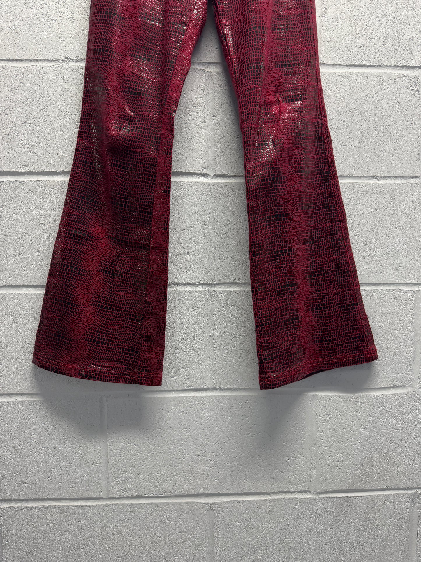 Y2K Red Snakeskin Looking Flares [26"]