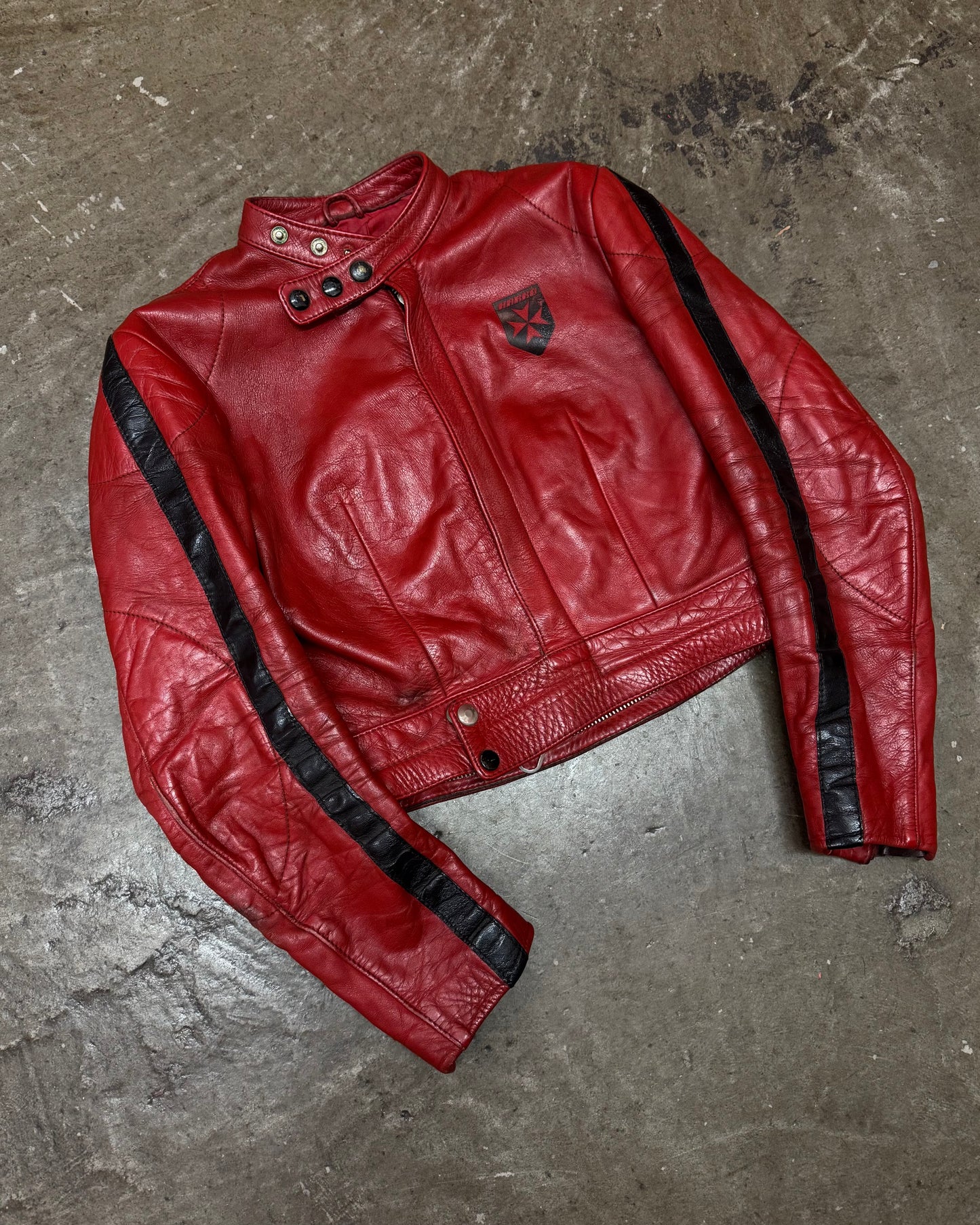 Vintage 1970s Leather Cropped Harro Racing Moto Jacket [M]