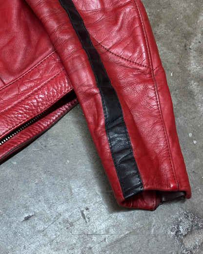 Vintage 1970s Leather Cropped Harro Racing Moto Jacket [M]
