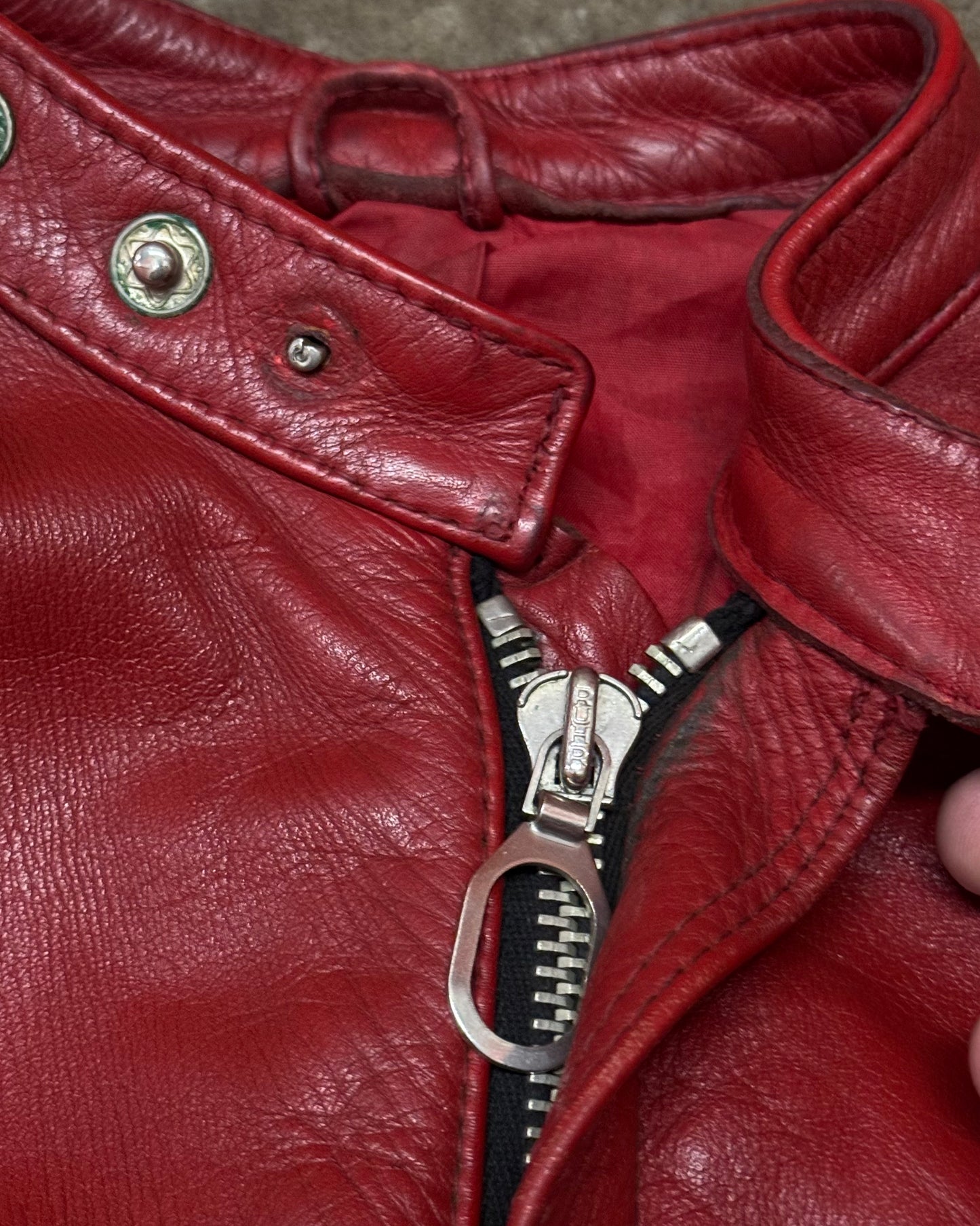 Vintage 1970s Leather Cropped Harro Racing Moto Jacket [M]