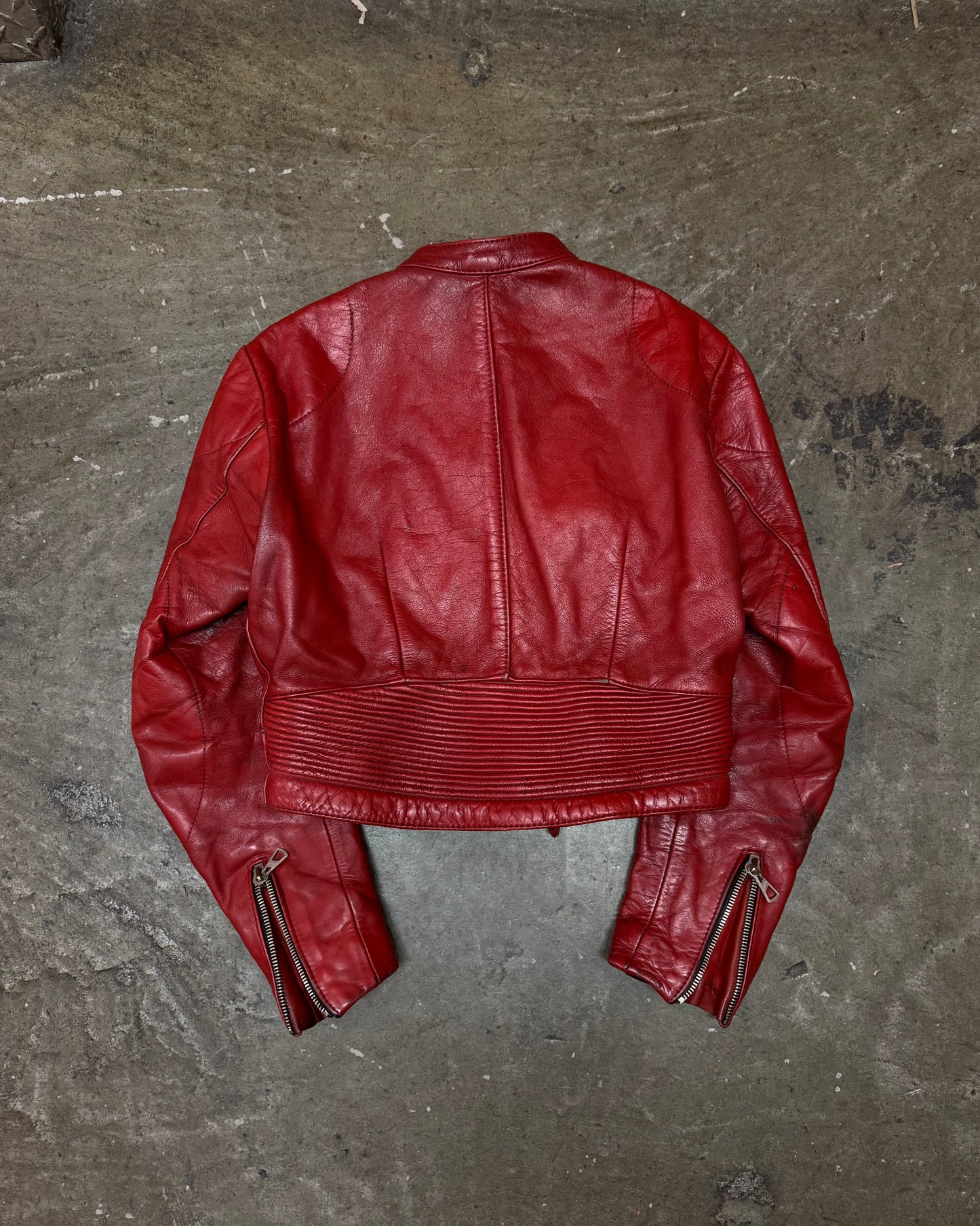 Vintage 1970s Leather Cropped Harro Racing Moto Jacket [M]