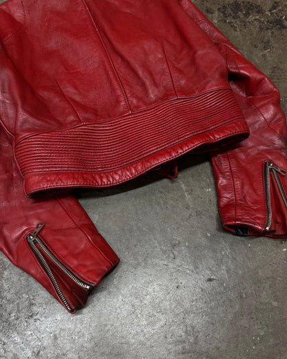 Vintage 1970s Leather Cropped Harro Racing Moto Jacket [M]