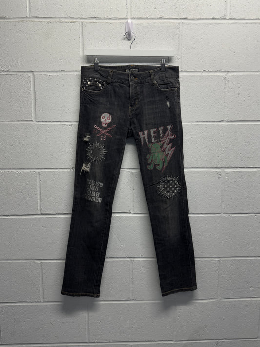 Japanese Brand Hellcat Punks Stencil Jeans [32]