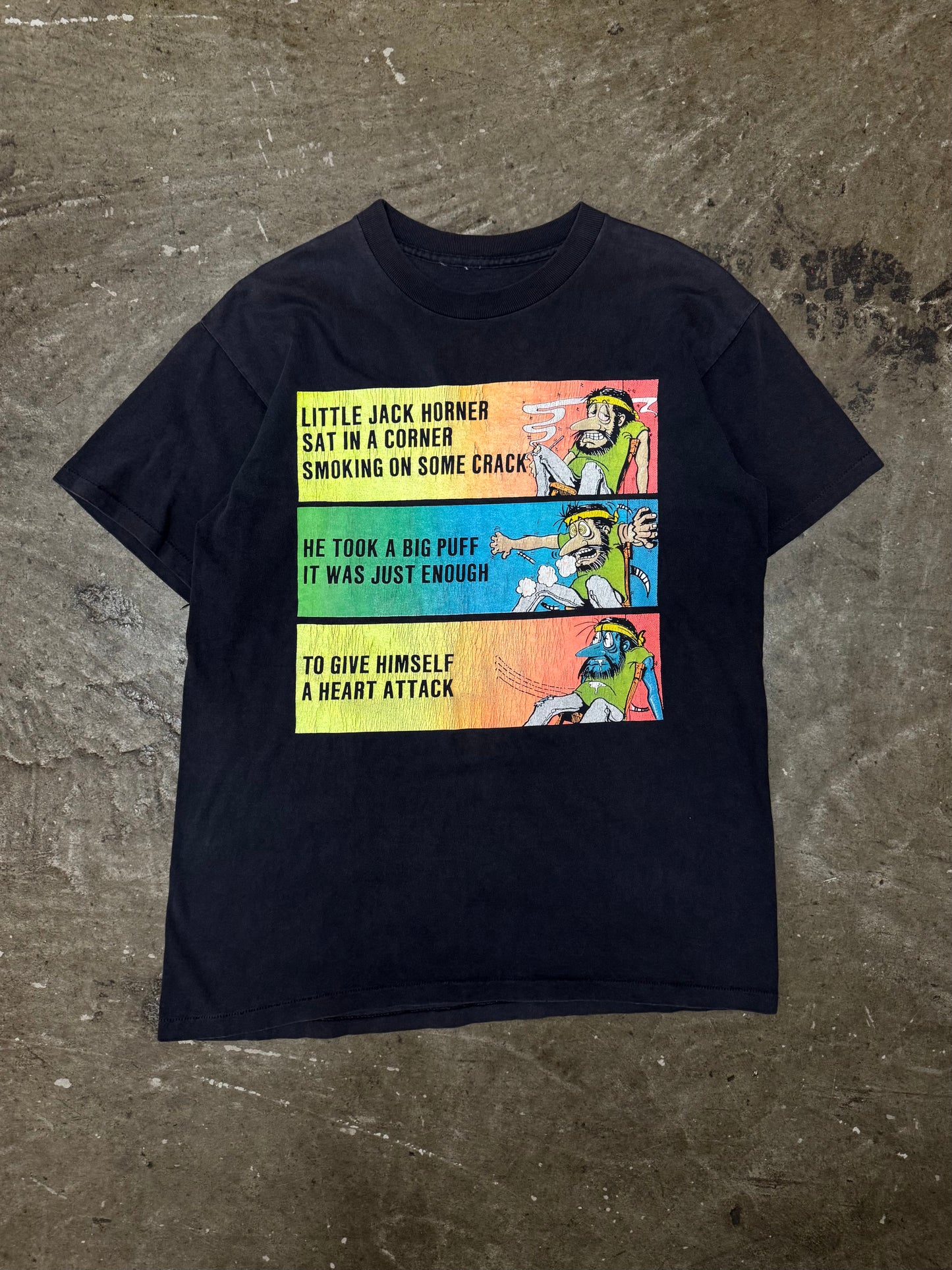 1990s Crack Kills "Little Jack Horner" Drug Warning T-Shirt [L/XL]