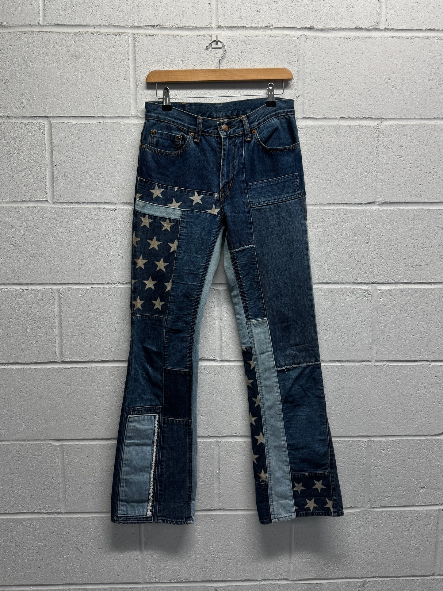 1990s Hysteric Glamour Kinky Jeans Star Patchwork Flares [29"]