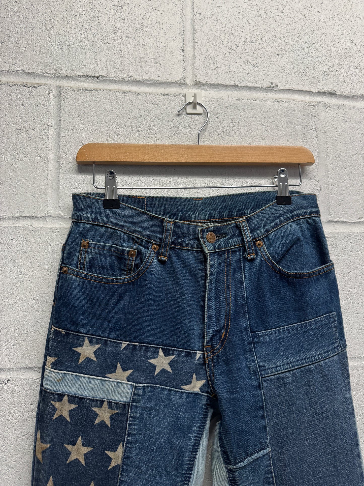 1990s Hysteric Glamour Kinky Jeans Star Patchwork Flares [29"]