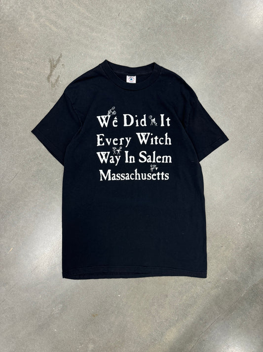 Vintage 1990s "We Did It Every Witch Way In Salem" Sex Parody T-Shirt [L]