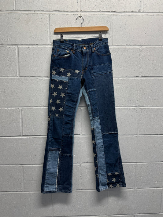 1990s Hysteric Glamour Kinky Jeans Star Patchwork Flares [28"]
