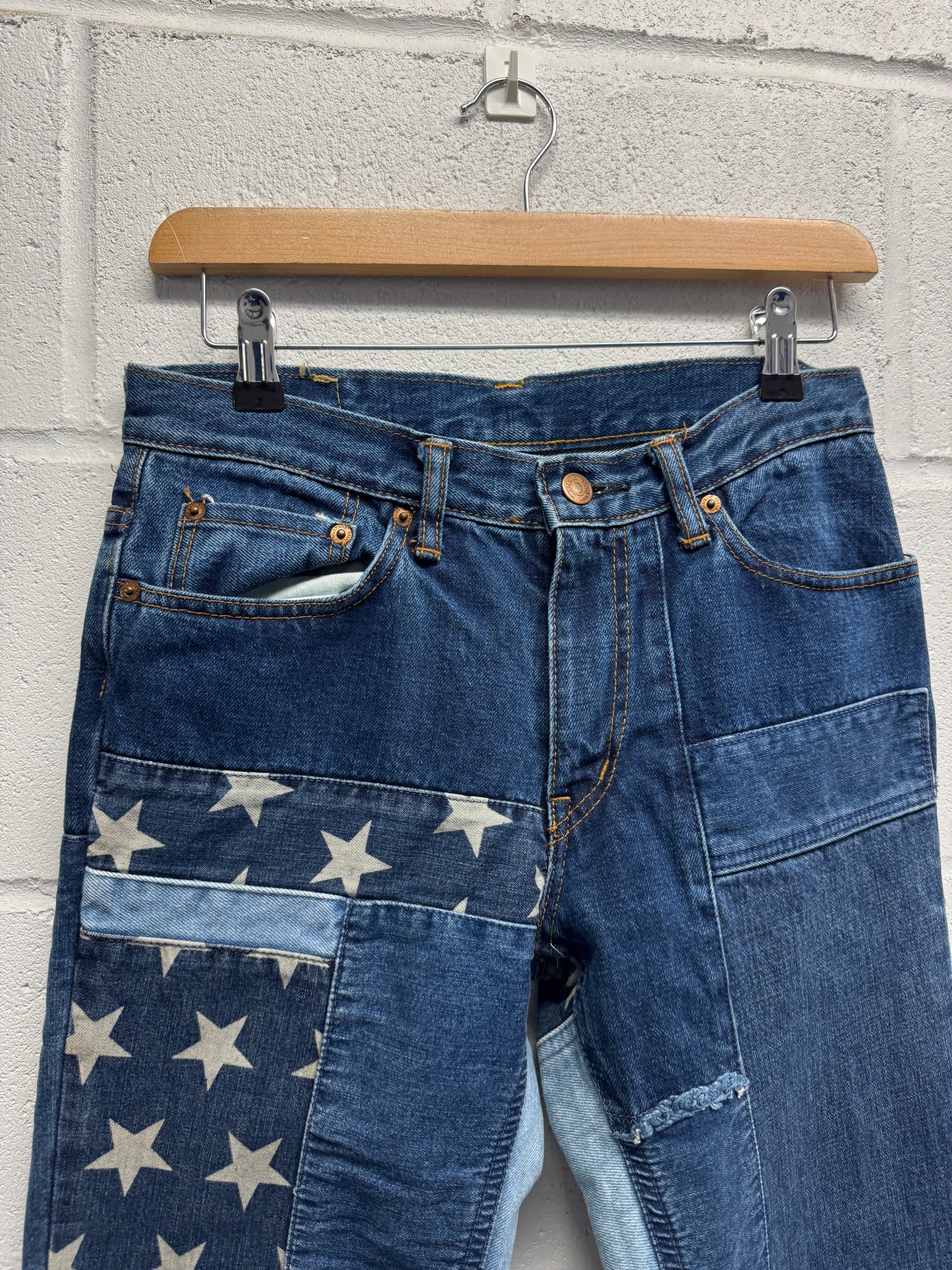 1990s Hysteric Glamour Kinky Jeans Star Patchwork Flares [28"]