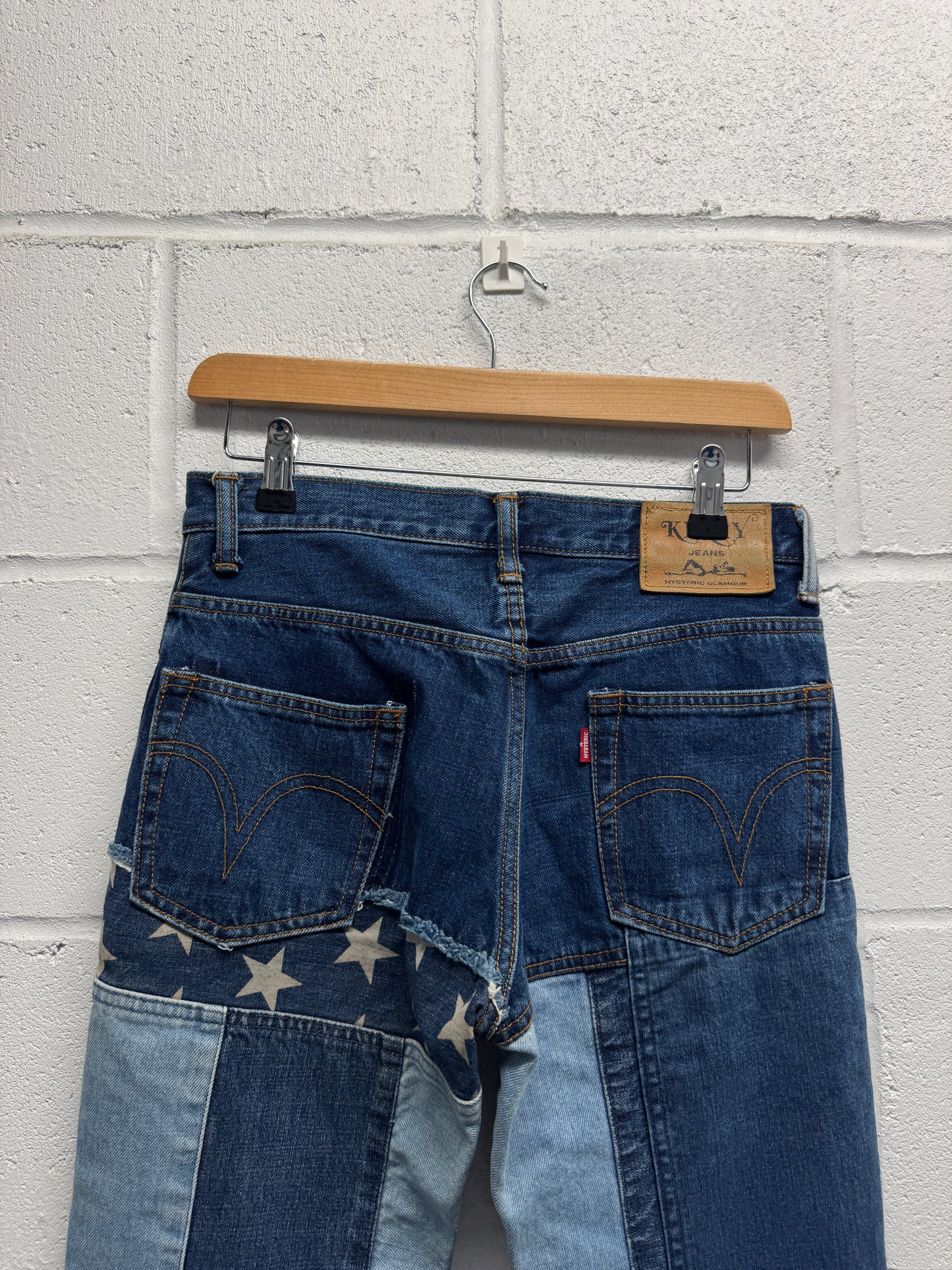 1990s Hysteric Glamour Kinky Jeans Star Patchwork Flares [28"]