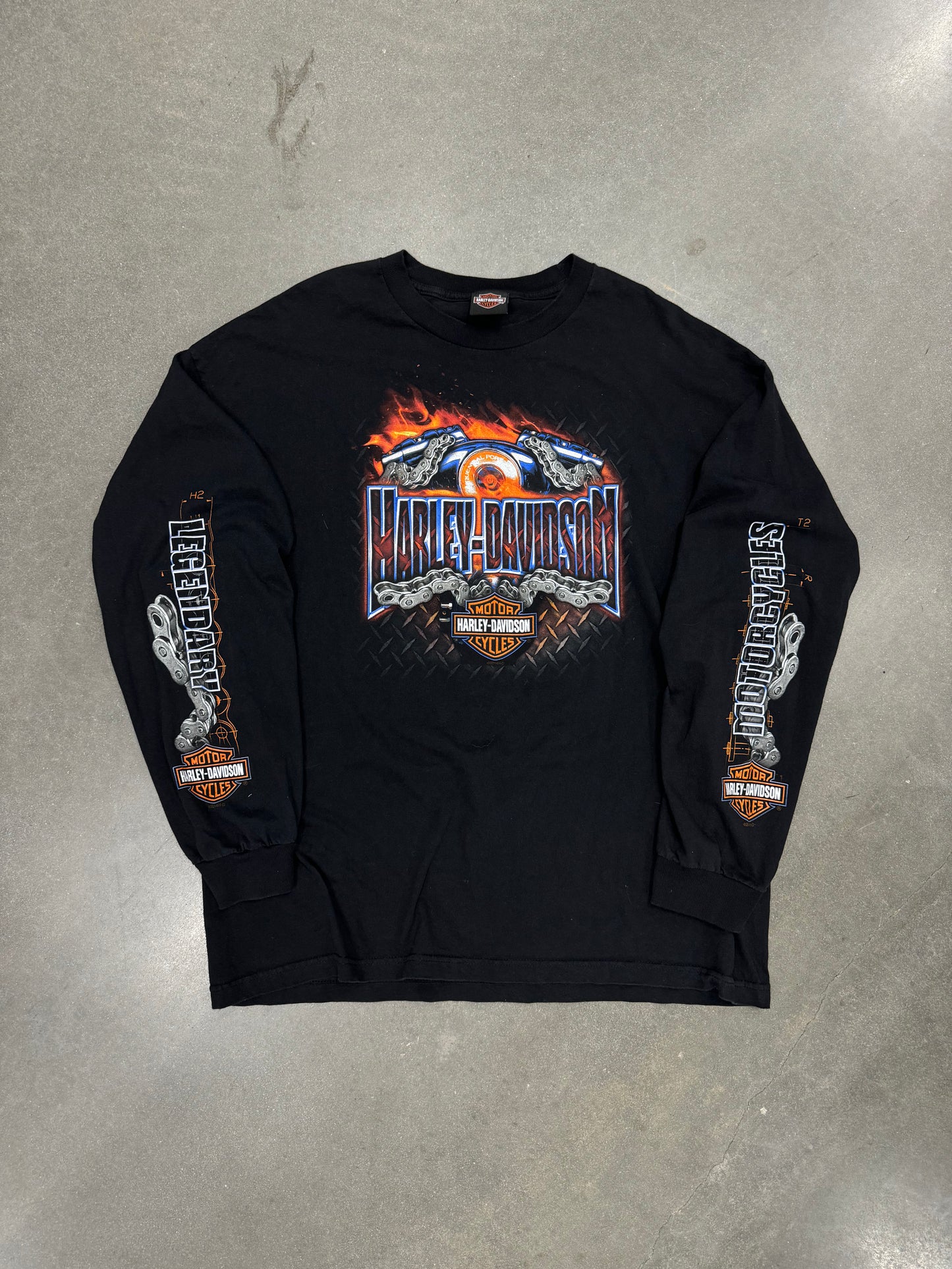 Vintage Y2K Harley Davidson Bike Chain LS Shirt [XL]